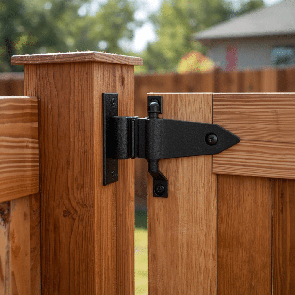Custom walk gate installation with reinforced hinges in DFW