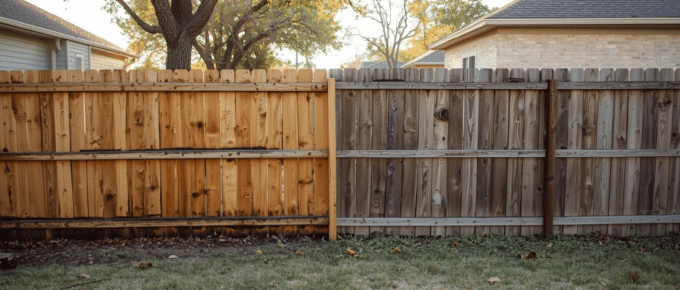 Fence repair versus replacement comparison in a DFW backyard