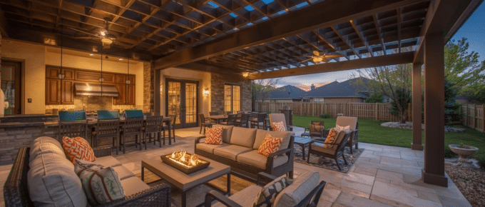 Patio and pergola backyard design in DFW