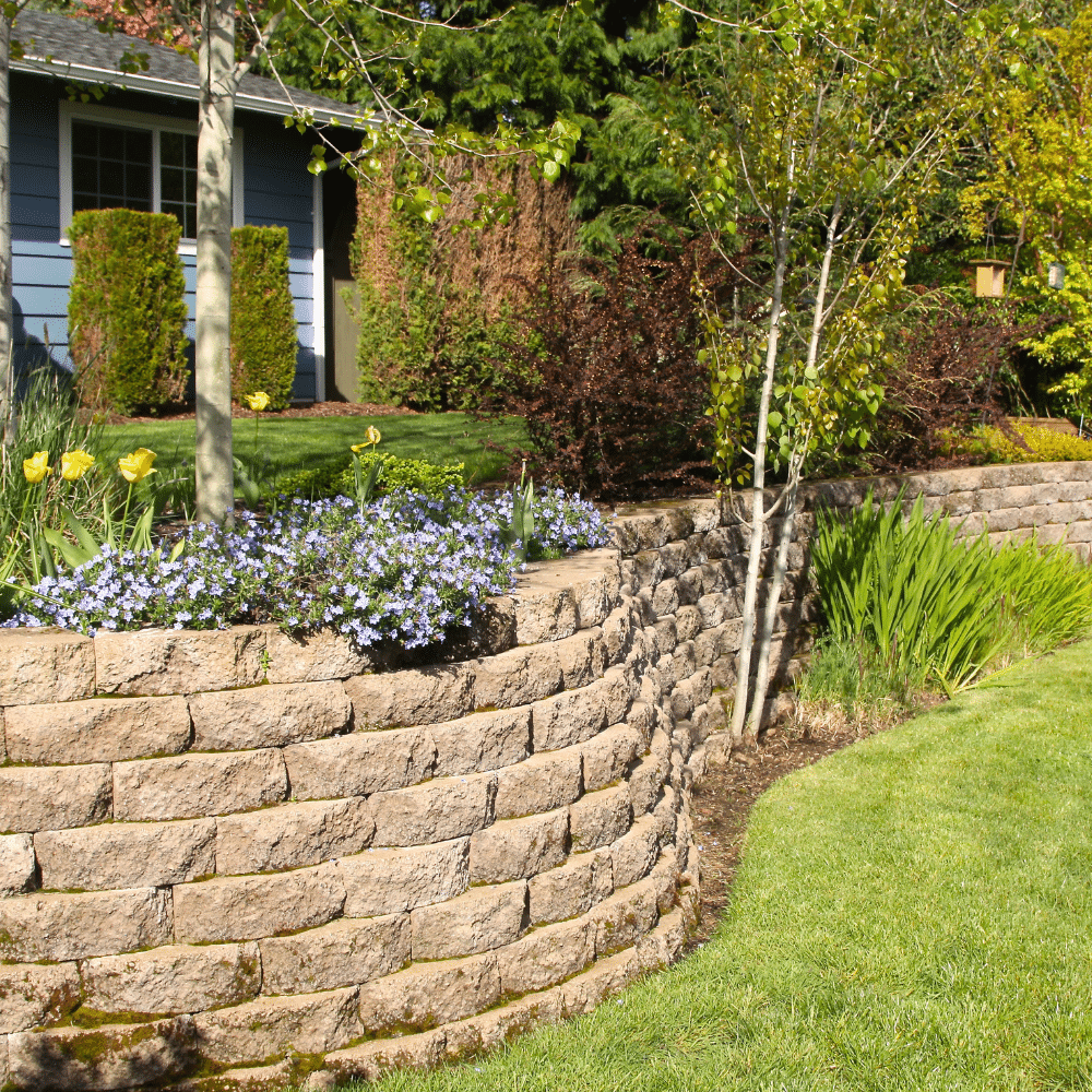 Retaining Wall in a backyard
