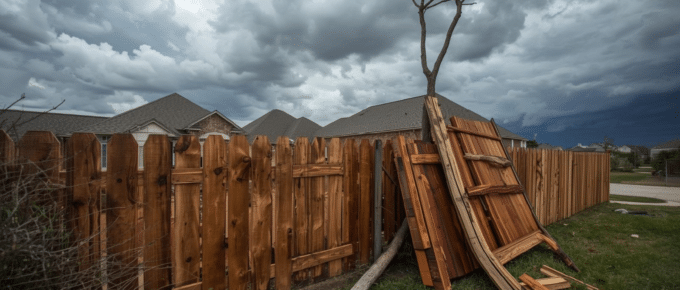 Storm damage fence repair in DFW after high winds